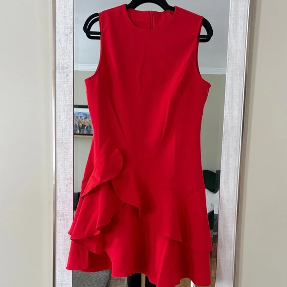 Commense Red Sleeveless Ruffle Mini Dress - Picture 1 of 7